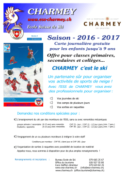 Offre pour les écoles - Ecole Suisse de Ski