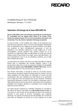 Opération d`échange de la base RECARO fix