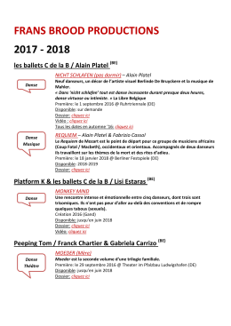 FRANS BROOD PRODUCTIONS 2017 - 2018 les ballets C de la B
