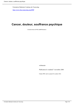 Cancer, douleur, souffrance psychique