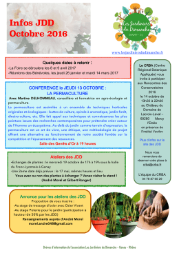 Infos JDD Octobre 2016 - Les jardiniers du dimanche