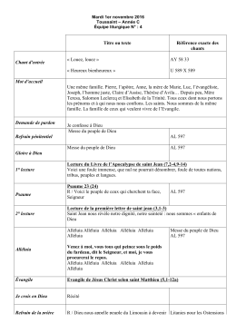 Titre ou texte Référence exacte des chants Chant d`entrée « Louez