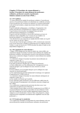 Chapitre VI Procédure de renouvellement (3)