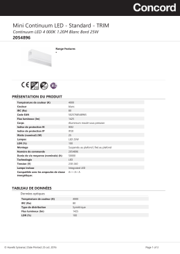 Continuum LED 4 000K 1.20M Blanc Bord 25W