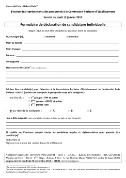 Formulaire de déclaration de candidature individuelle