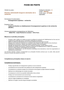 PDF de l`offre d`emploi - Ecole Nationale Sup&eacute;rieure d`Architecture