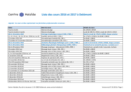 Liste des cours à Delémont