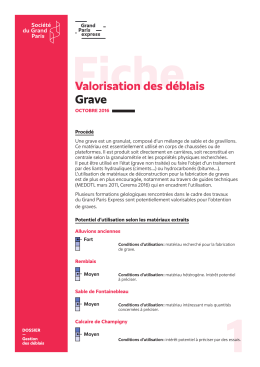 Valorisation des d&eacute;blais Grave