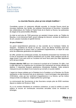 La Journ&eacute;e Source, plus qu`une simple tradition