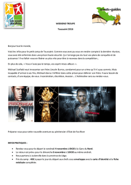 WEEKEND TROUPE Toussaint 2016 Bonjour tout le monde, Voici