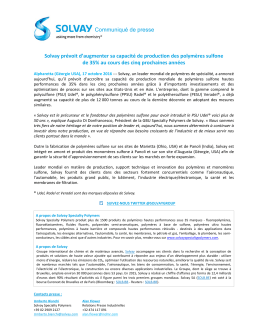 Communiqué de presse Solvay prévoit d`augmenter sa capacité de
