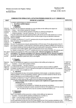 COMMUNICATION VERBALE SUR LA SITUATION