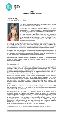 Jasmine CATUDAL - Culture Montr&eacute;al