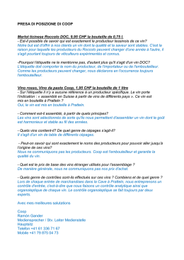 PRESA DI POSIZIONE DI COOP Merlot ticinese Roccolo DOC