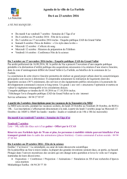 Agenda de la ville de La Farlède Du 6 au 23 octobre