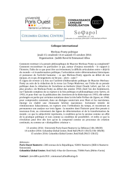 Colloque international Merleau-Ponty politique Jeudi 13, vendredi