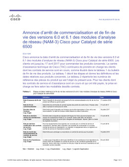 Annonce d`arr&ecirc;t de commercialisation et de fin de vie des