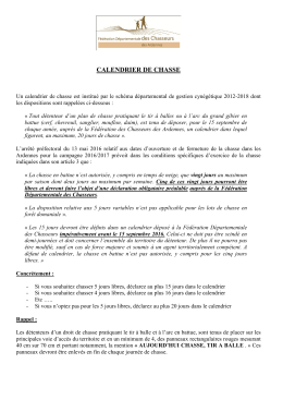 calendrier de chasse - Fédération Départementale des Chasseurs