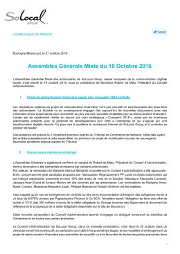 Assembl&eacute;e G&eacute;n&eacute;rale Mixte du 19 Octobre 2016
