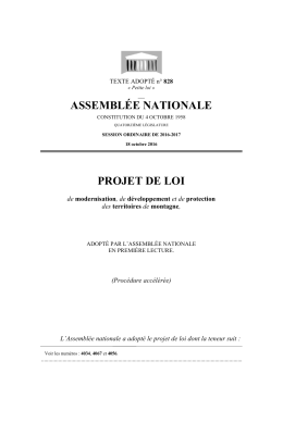 ASSEMBL&Eacute;E NATIONALE PROJET DE LOI