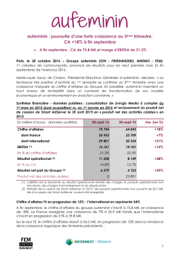 aufeminin : poursuite d`une forte croissance au 3ème trimestre, CA +