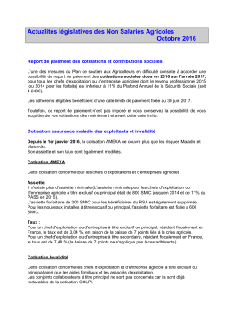 Actualités législatives des Non Salariés Agricoles 2016