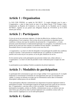 Article 1 - Concours CGR