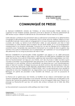 communiqué de presse - Ministère du Logement et de l`Habitat