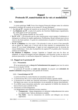 Rappel Protocole IP, numérisation de la voix et modulation