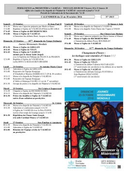 Informations du 22 au 30 octobre 2016 ( PDF