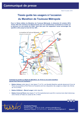 Tisséo guide les usagers à l`occasion du Marathon de Toulouse