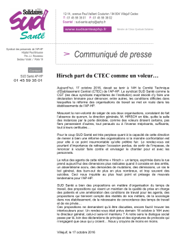 Communiqué de presse - Sud Santé AP-HP