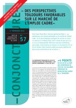 des perspectives toujours favorables sur le march&eacute; de l