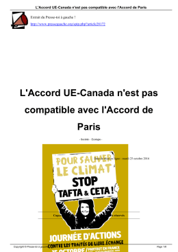 L`Accord UE-Canada n`est pas compatible avec l`Accord de Paris