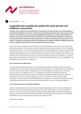 La garantie de la qualit&eacute; du syst&egrave;me de sant&eacute; permet