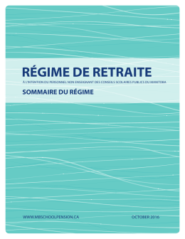 Sommaire du régime - Manitoba School Boards Association