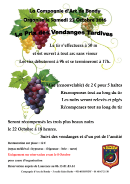 Prix des Vendanges Tardives - 22 octobre 2016