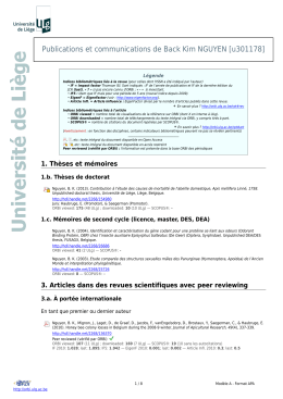 Publications et communications de Back Kim NGUYEN