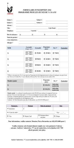 Formulaires d`inscription et information sur les