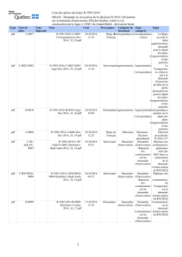 Liste des pi&egrave;ces - R&eacute;gie de l`&eacute;nergie