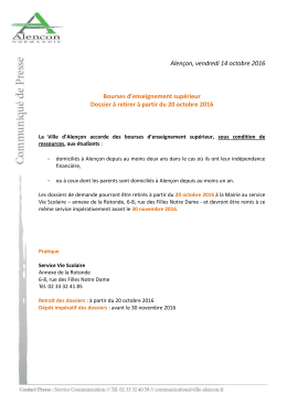 Alençon, vendredi 14 octobre 2016 Bourses d