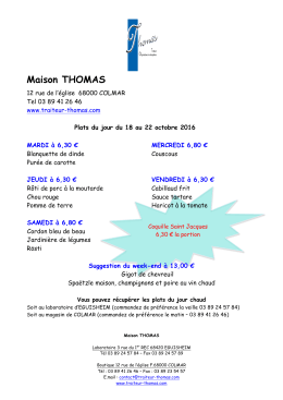 Menu de la semaine