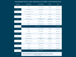 Page 1 PROGRAMME FÊTE DU LIVRE. DIMANCHE 23 OCTOBRE