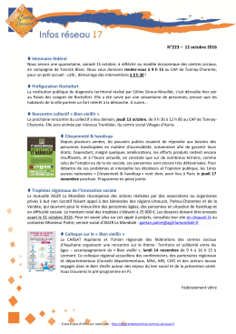 N&deg;223 du 12 octobre 2016 - F&eacute;d&eacute;ration des Centres Sociaux de