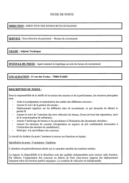 Page 1 FICHE DE POSTE DIRECTION : DIRECTION DES