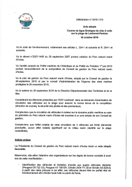 Page 1 D&eacute;lib&eacute;ration n&ordm; 2016 / 213 Avis simple Course de ligue