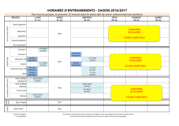 horaires d`entrainements - saison 2016/2017