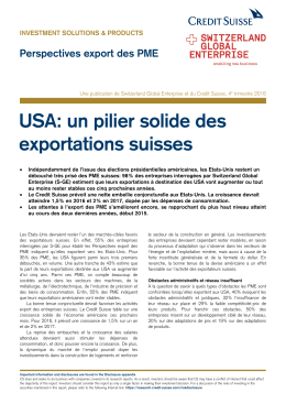 USA: un pilier solide des exportations suisses