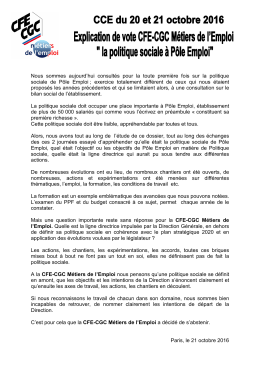 Explication de vote CFE CGC MDE CCE du 20 et 21 octobre 2016