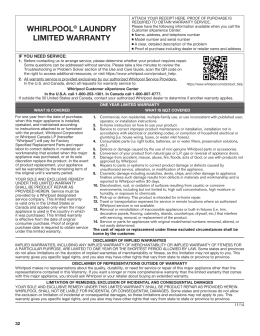 whirlpool® laundry limited warranty